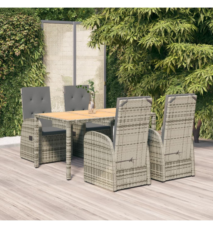 Ensemble à manger de jardin 5 pcs coussins gris résine tressée | Mobilier & Déco
