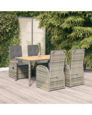 Ensemble à manger de jardin 5 pcs coussins gris résine tressée | Mobilier & Déco