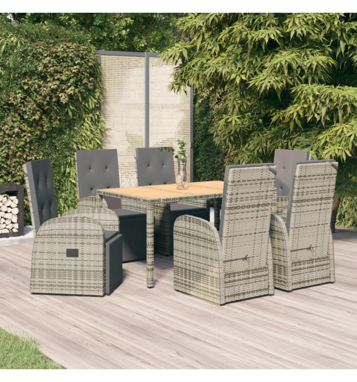 Ensemble à manger de jardin et coussins 7 pcs gris rotin | Mobilier & Déco