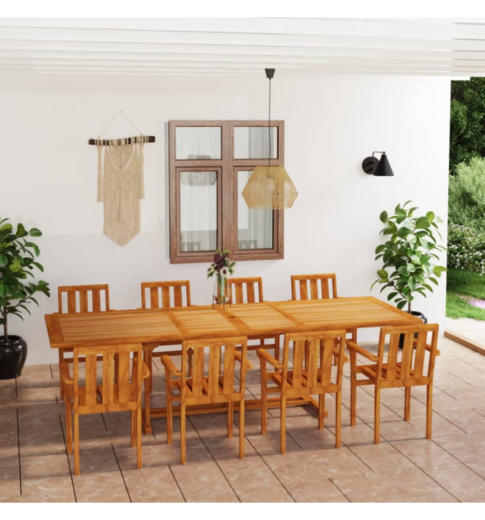 Ensemble à manger de jardin 9 pcs Bois de teck massif | Mobilier & Déco