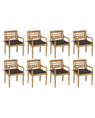 Chaises Batavia avec coussins lot de 8 Bois de teck solide | Mobilier & Déco