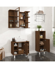 Ensemble d'armoires de salle de bain 3 pcs chêne marron | Mobilier & Déco