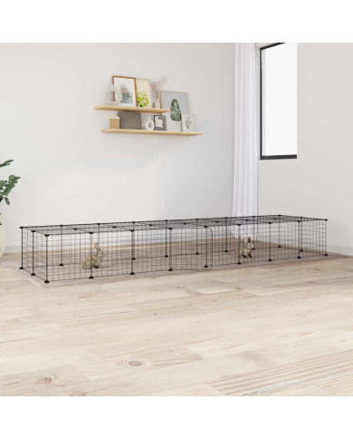 Cage animaux de compagnie à 36 panneaux et porte Noir 35x35 cm | Mobilier & Déco