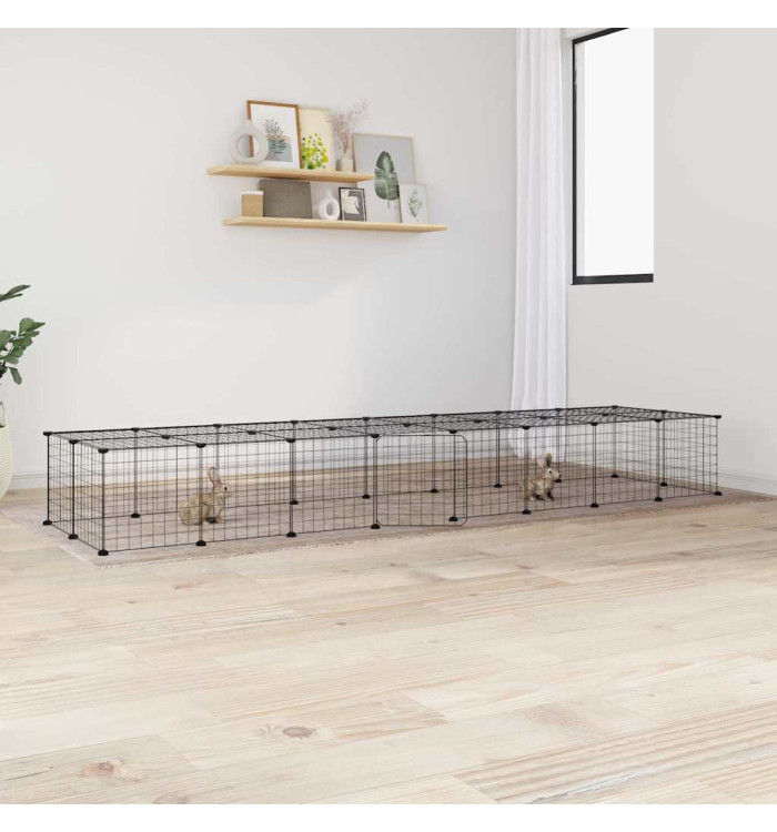 Cage animaux de compagnie à 36 panneaux et porte Noir 35x35 cm | Mobilier & Déco