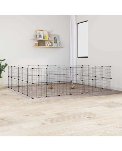 Cage animaux de compagnie à 52 panneaux et porte Noir 35x35 cm | Mobilier & Déco