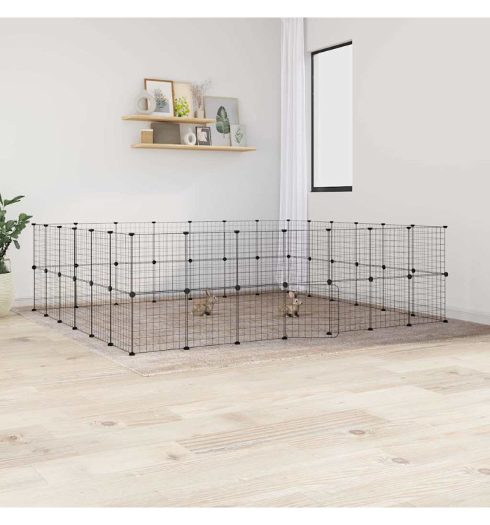 Cage animaux de compagnie à 52 panneaux et porte Noir 35x35 cm | Mobilier & Déco