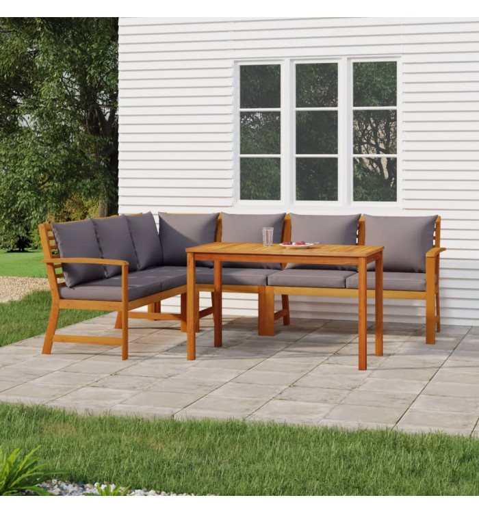 Ensemble à manger de jardin coussins 5 pcs Bois acacia | Mobilier & Déco