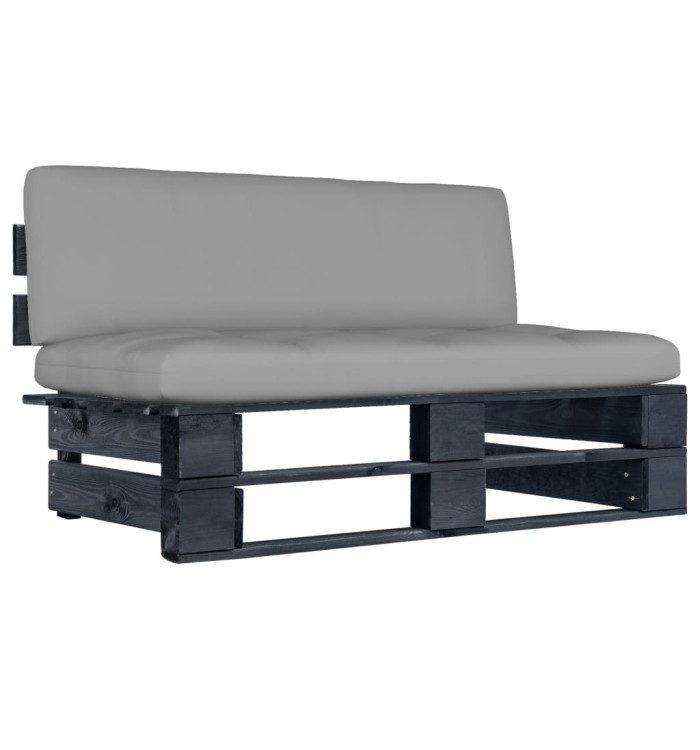 Canapé central palette de jardin Noir Bois de pin imprégné | Mobilier & Déco