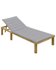 Chaise longue avec coussin gris Bois de pin imprégné | Mobilier & Déco