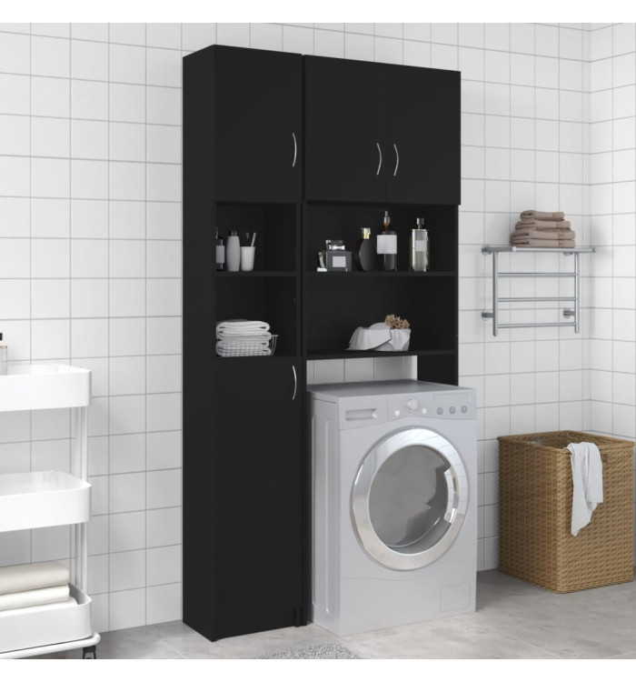 Ensemble de meuble pour machine à laver Noir Bois d'ingénierie | Mobilier & Déco
