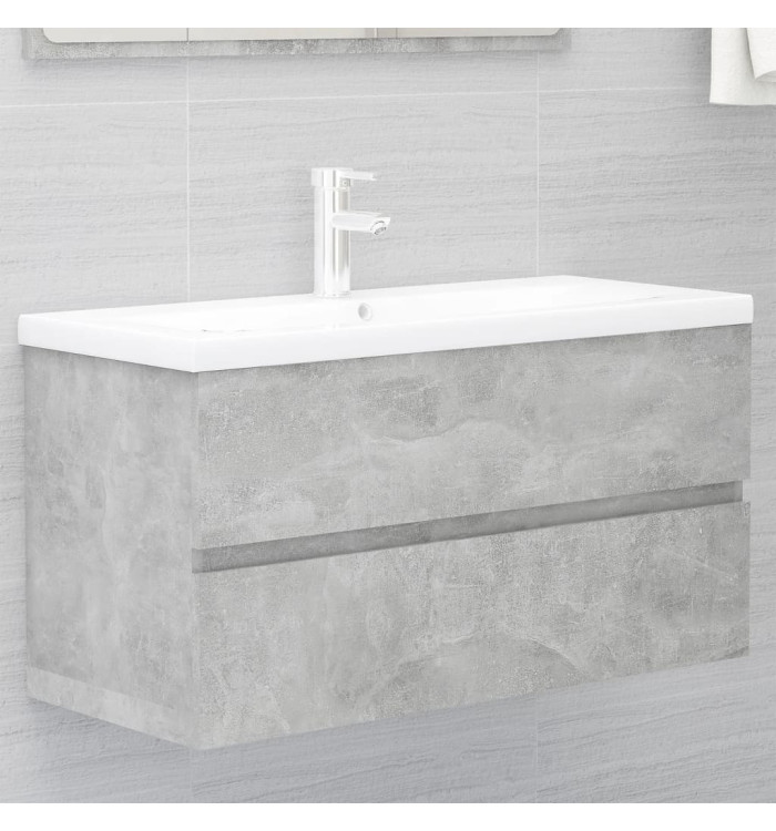 Armoire d'évier et lavabo intégré Gris béton Bois d'ingénierie | Mobilier & Déco
