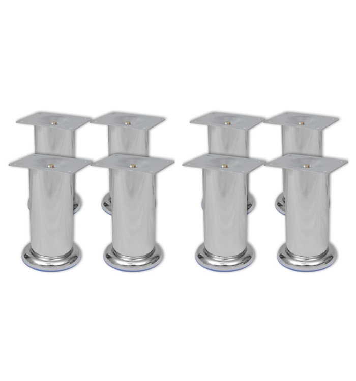 Pieds ronds de canapé 8 pcs Chrome 120 mm | Mobilier & Déco