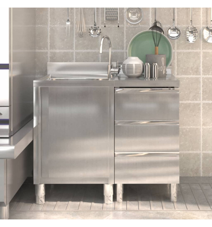 Armoires de cuisine commerciale 2 pcs Acier inoxydable | Mobilier & Déco