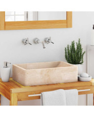 Lavabo 45x30x12 cm marbre crème brillant | Mobilier & Déco