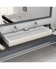 Lavabo 120x46x11 cm Fonte minérale/marbre Blanc | Mobilier & Déco