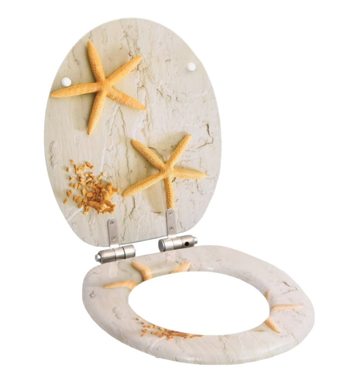 Siège WC MDF Couvercle à fermeture en douceur Étoile de mer | Mobilier & Déco