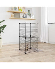 Cage animaux de compagnie à 8 panneaux Noir 35x35 cm Acier | Mobilier & Déco