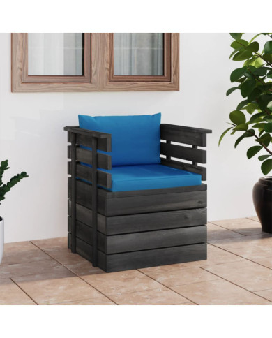 Fauteuil de jardin avec coussins Bois de pin | Mobilier & Déco