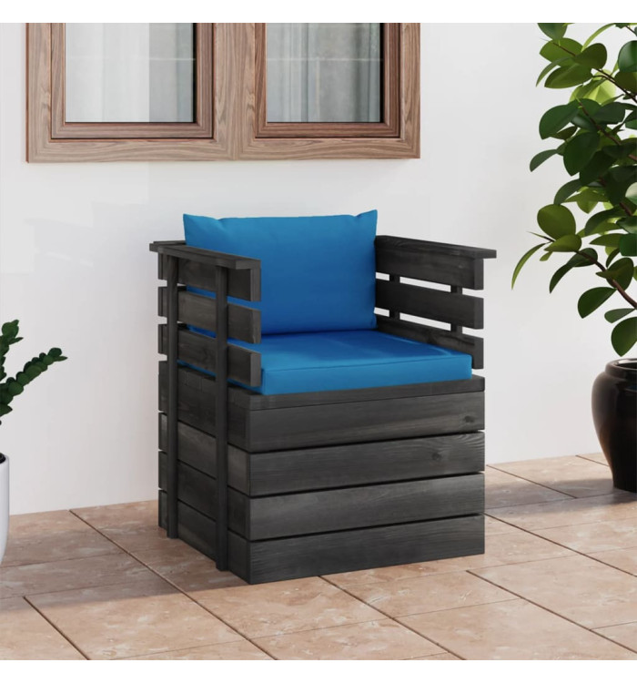 Fauteuil de jardin avec coussins Bois de pin | Mobilier & Déco