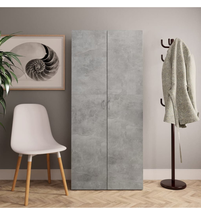 Armoire à chaussures Gris béton 80x35,5x180cm Bois d’ingénierie | Mobilier & Déco