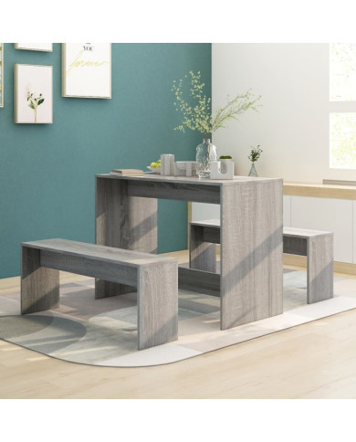 Ensemble à manger 3 pcs Sonoma gris Bois d'ingénierie | Mobilier & Déco