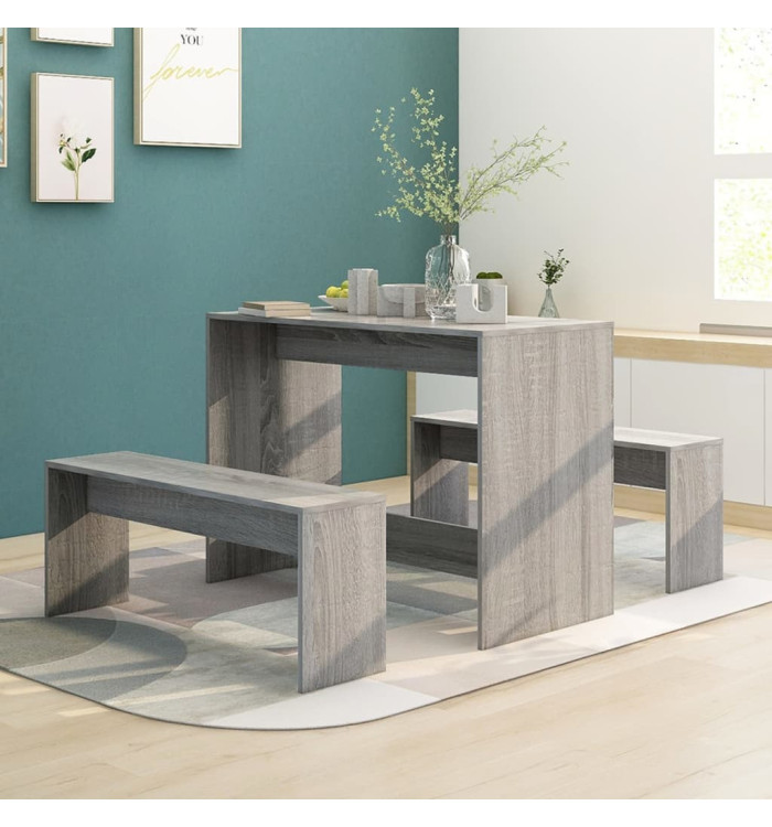 Ensemble à manger 3 pcs Sonoma gris Bois d'ingénierie | Mobilier & Déco