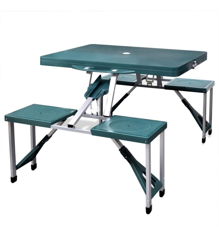 Ensemble de table pliable de camping avec 4 tabourets aluminium | Mobilier & Déco
