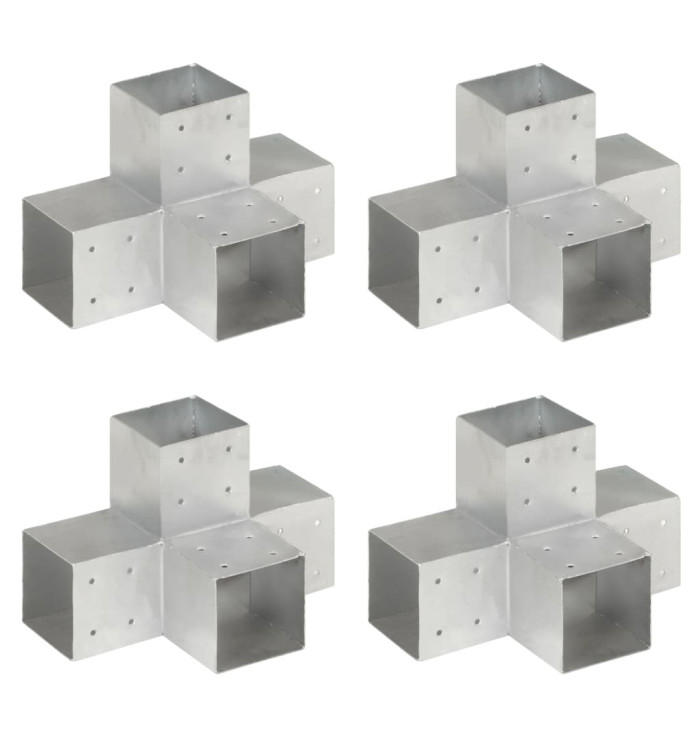 Connecteurs de poteau 4pcs Forme en X Métal galvanisé 101x101mm | Mobilier & Déco