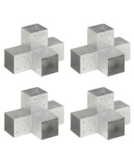 Connecteurs de poteau 4pcs Forme en X Métal galvanisé 101x101mm | Mobilier & Déco