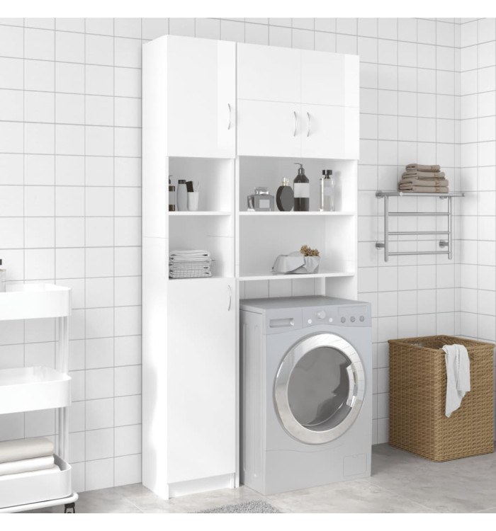 Armoire de salle de bain Blanc brillant Bois d'ingénierie | Mobilier & Déco