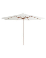 Parasol d'extérieur avec mât en bois 350 cm Blanc sable | Mobilier & Déco