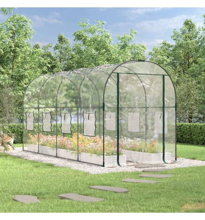Serre Transparent 160x400x190 cm PVC et acier enduit de poudre | Mobilier & Déco