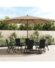 Parasol de jardin avec mât en bois taupe 400x273 cm | Mobilier & Déco