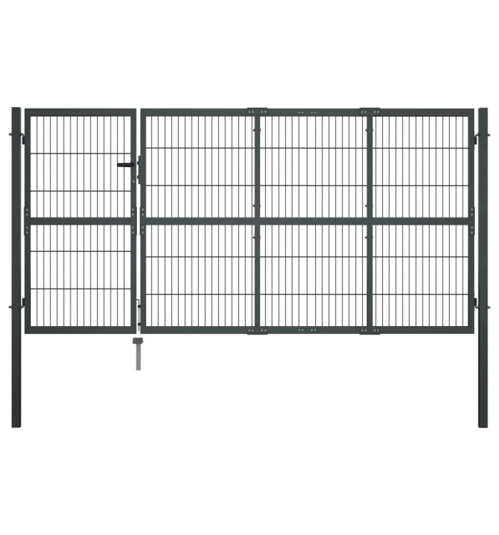 Portillon avec poteaux Acier 350 x 120 cm Anthracite | Mobilier & Déco