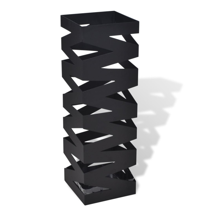 Porte-parapluie carré Noir Acier 48,5 cm | Mobilier & Déco