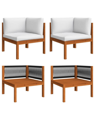 Canapés d'angle de jardin 2 pcs avec coussins Bois d'acacia | Mobilier & Déco