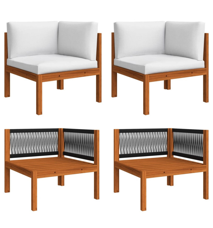 Canapés d'angle de jardin 2 pcs avec coussins Bois d'acacia | Mobilier & Déco