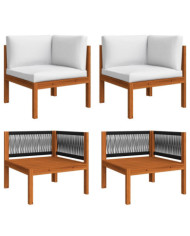 Canapés d'angle de jardin 2 pcs avec coussins Bois d'acacia | Mobilier & Déco