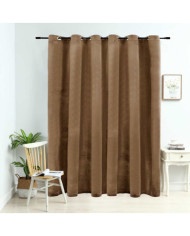 Rideau occultant avec anneaux en métal Velours Beige 290x245 cm | Mobilier & Déco