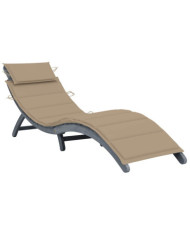 Chaise longue avec coussin Gris Bois d'acacia solide | Mobilier & Déco