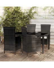 Ensemble à manger d'extérieur 5pcs avec coussins Résine tressée | Mobilier & Déco
