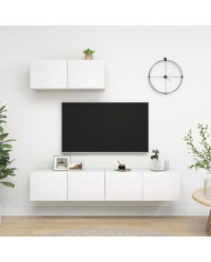 Meubles TV 3 pcs Blanc Bois d'ingénierie | Mobilier & Déco