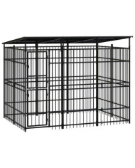 Chenil d'extérieur avec toit pour chiens Acier 5,53 m² | Mobilier & Déco