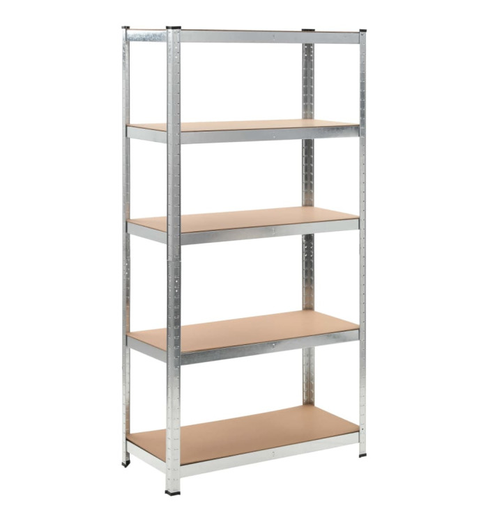 Étagère de rangement 5 niveaux Argenté Acier et bois ingénierie | Mobilier & Déco