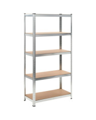 Étagère de rangement 5 niveaux Argenté Acier et bois ingénierie | Mobilier & Déco