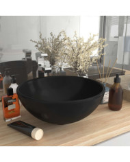 Lavabo rond de salle de bain Noir mat 32,5x14 cm Céramique | Mobilier & Déco