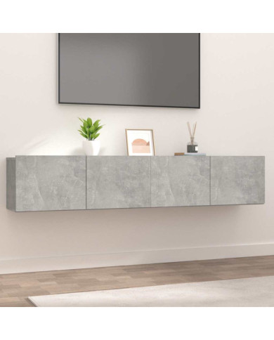 Meubles TV 2 pcs gris béton 80x30x30 cm bois d'ingénierie | Mobilier & Déco
