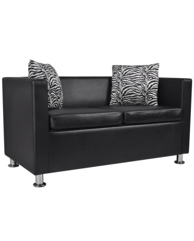 Canapé à 2 places Cuir synthétique Noir | Mobilier & Déco