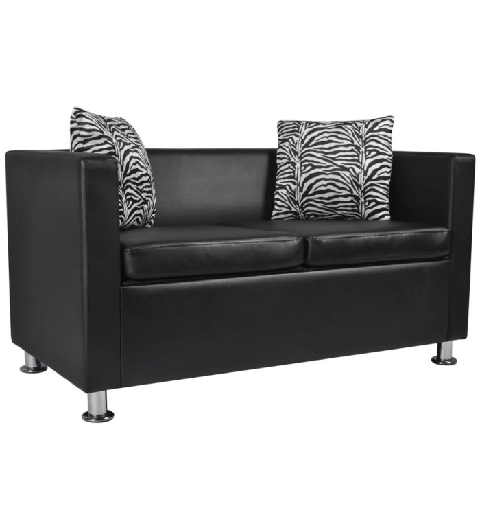 Canapé à 2 places Cuir synthétique Noir | Mobilier & Déco