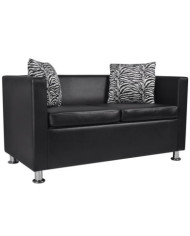 Canapé à 2 places Cuir synthétique Noir | Mobilier & Déco